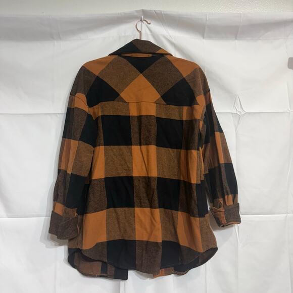 Blu Pepper Orange Plaid Buffalo Print Shacket Sz S - Picture 11 of 14